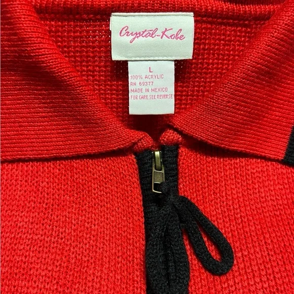 Vintage Crystal-Kobe - Women’s Zip Up Sweater Sz. Lg/XL - Picture 3 of 4